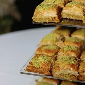 Pistachio Baklava tray setup