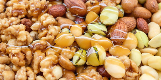 A variety of nuts for making baklava.