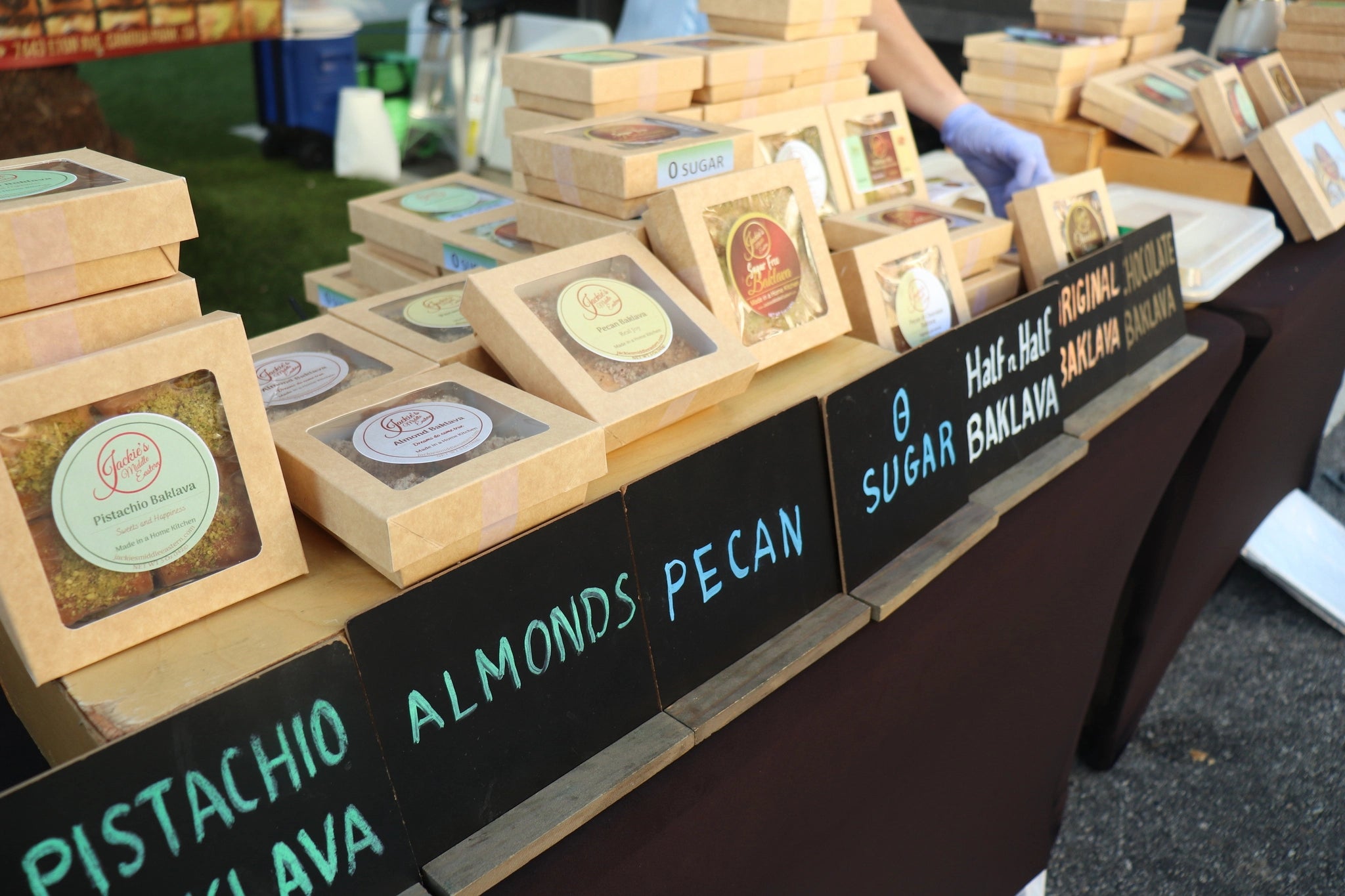 baklava and other middle eastern dessers assorted in farmers market